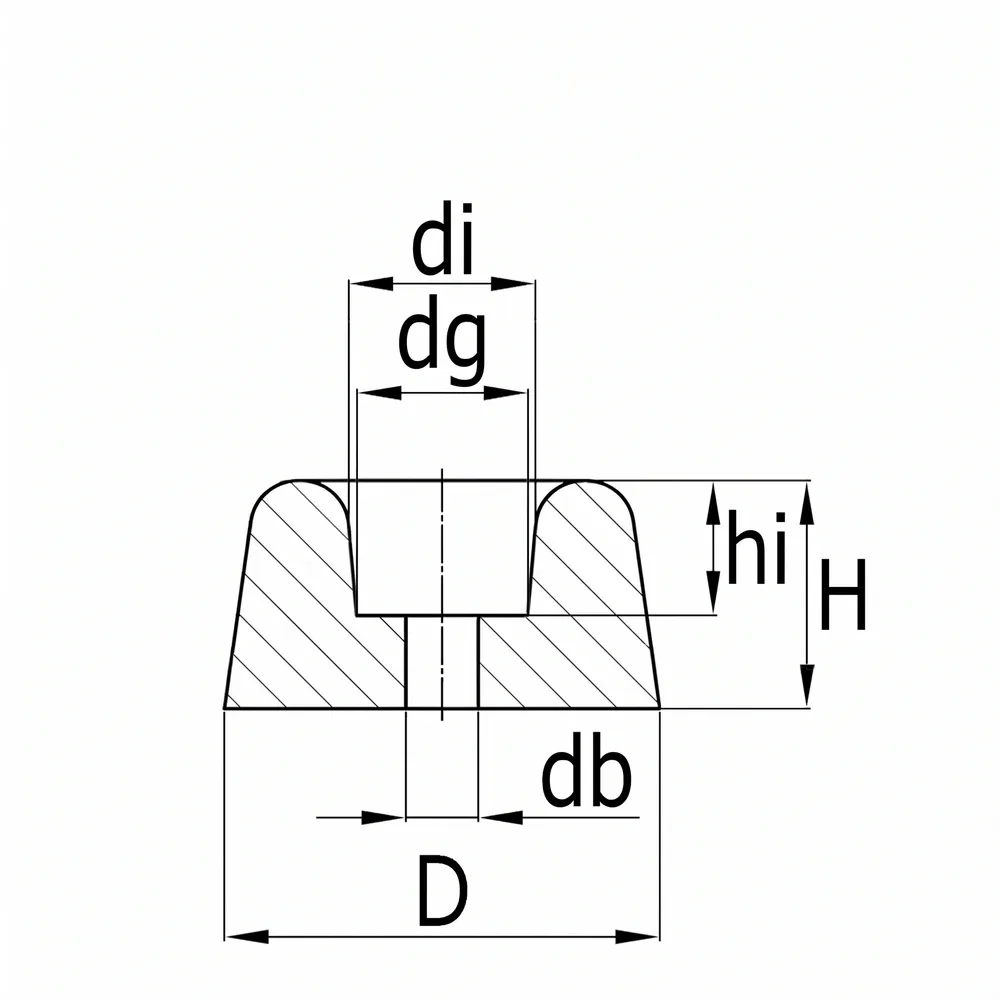 Dibujo técnico: Tope de puerta de goma resistente