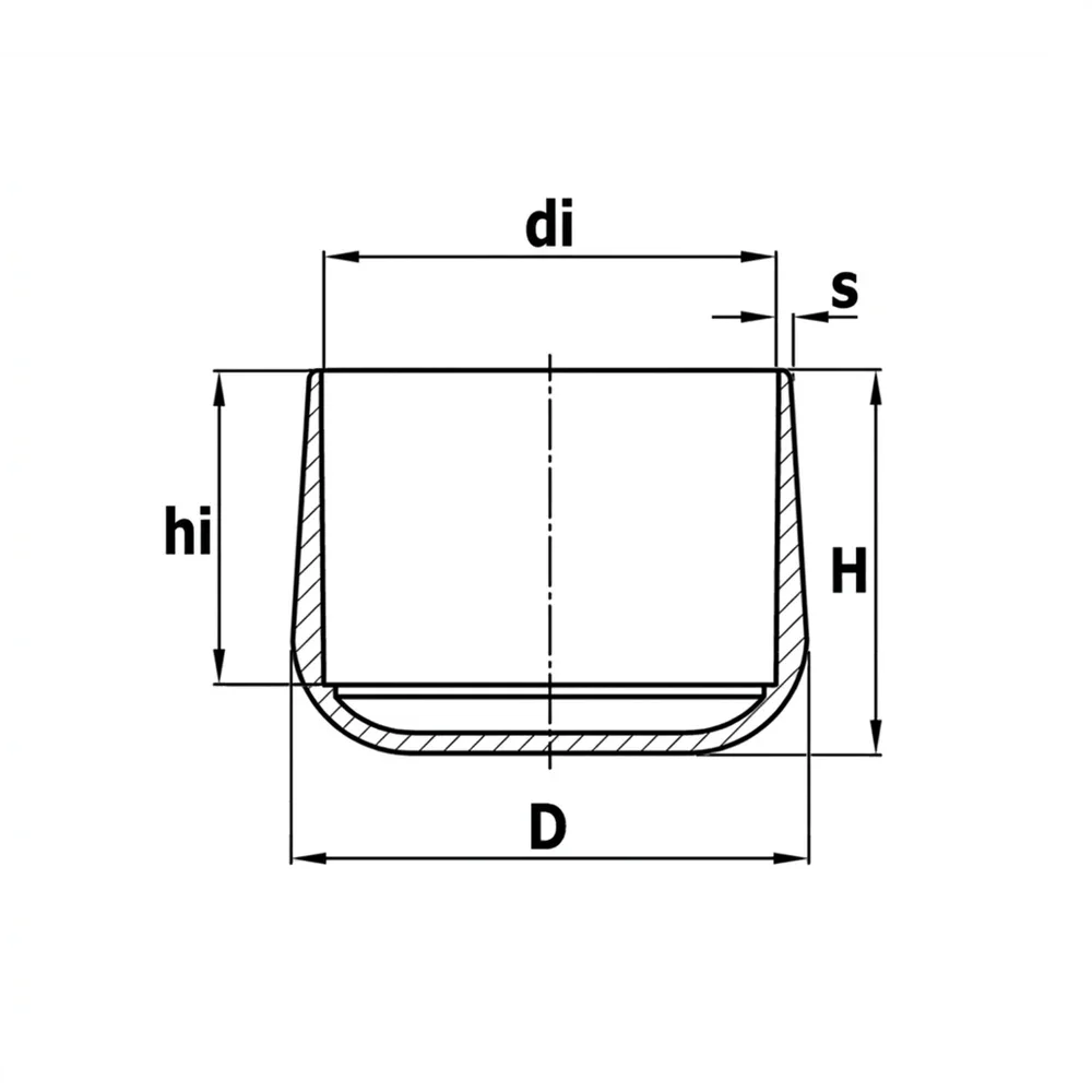 Plano de dimensiones Tapón redondo envolvente PVC