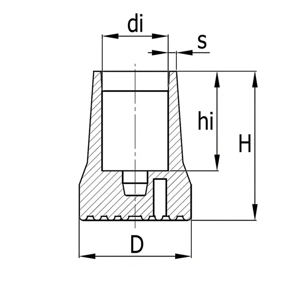 Dibujo técnico: Tapón de goma con base ensanchada