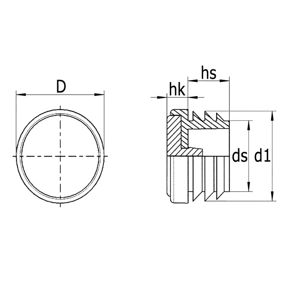 Plano de dimensiones Contera redonda con base de PA