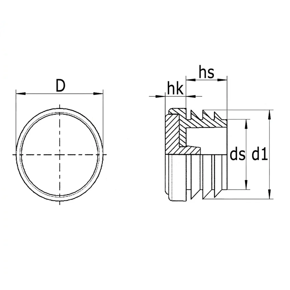 Plano de dimensiones Contera redonda con base de TPU antideslizante
