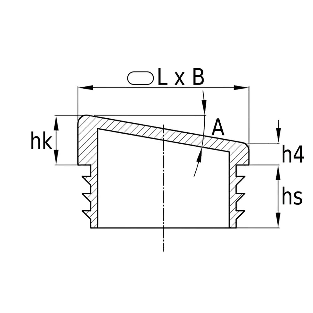 Dibujo técnico: Contera ovalada angular para tubo