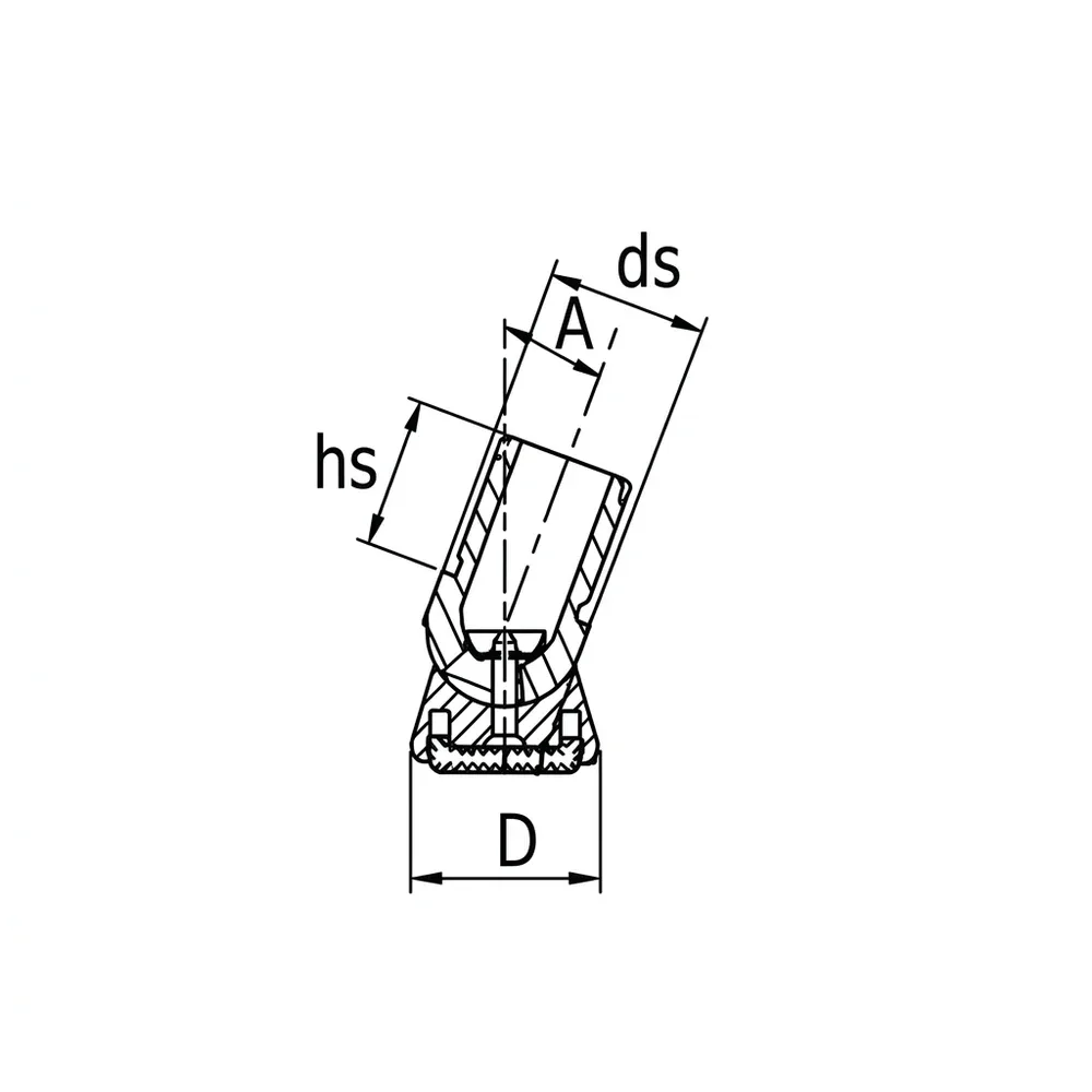 Dibujo técnico: Contera articulada PE con base de acero inoxidable