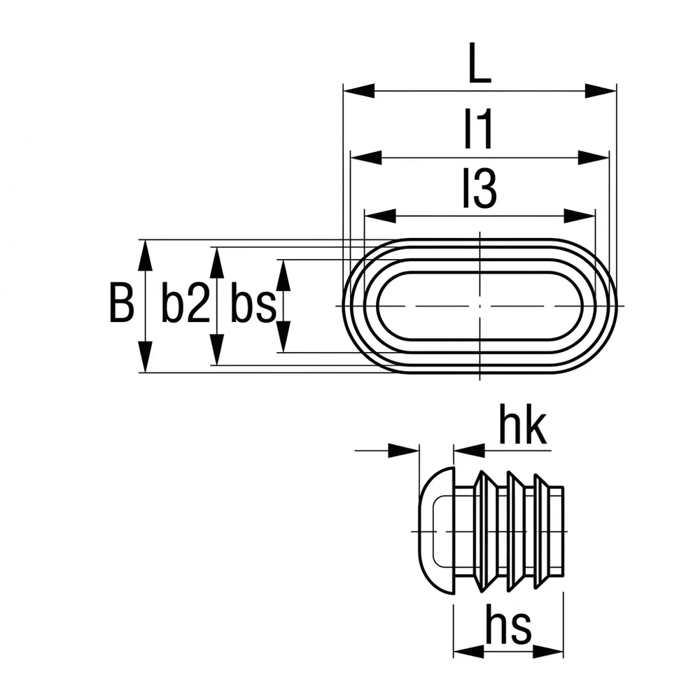 Dibujo técnico: Conteras finales para tubo plano ovalado