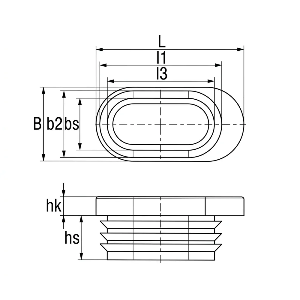 Dibujo técnico: Contera para tubo de armario con tope