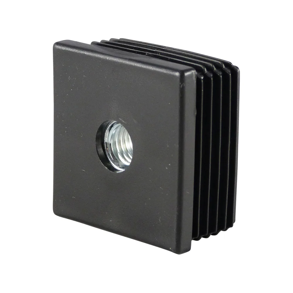 Contera cuadrada con rosca integrada PE 13.2x13.2mm - M10 - Negro imagen 2