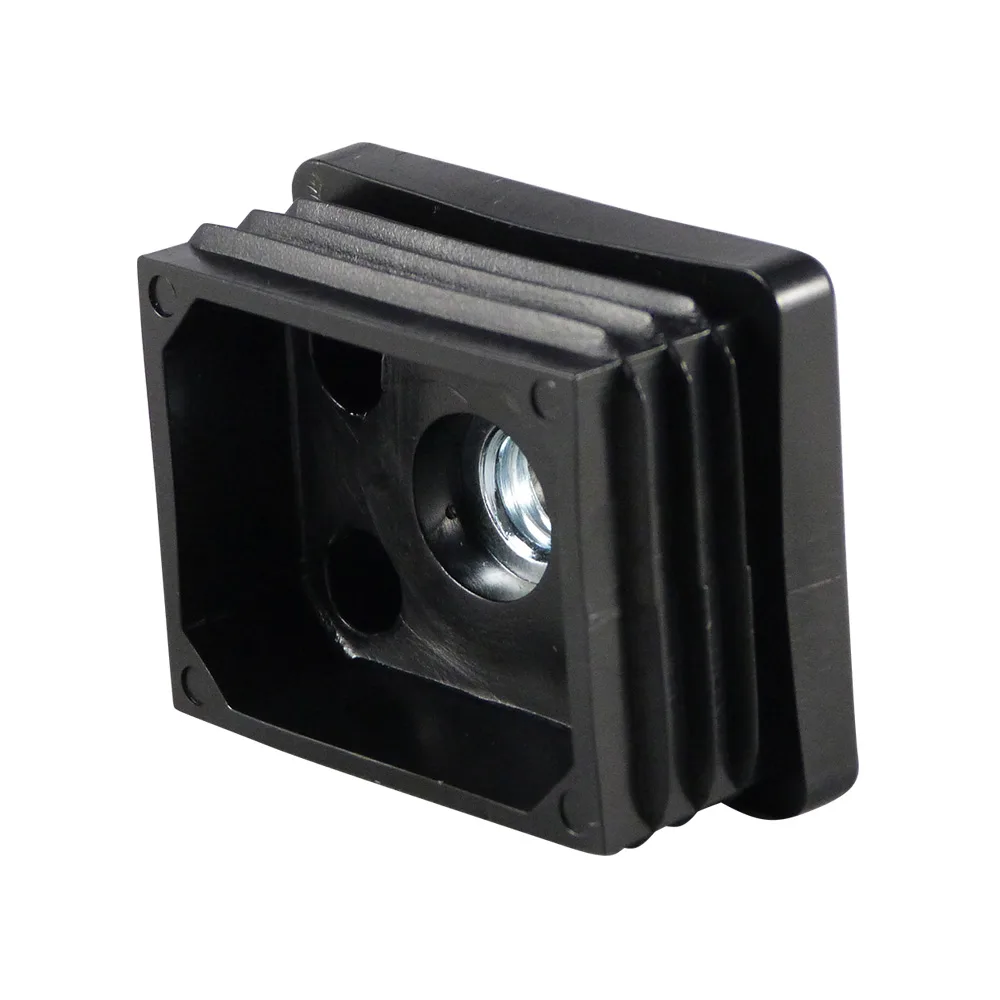 Contera rectangular con aletas PE 12x12mm - 1.0-2.0mm - M8 - Negro