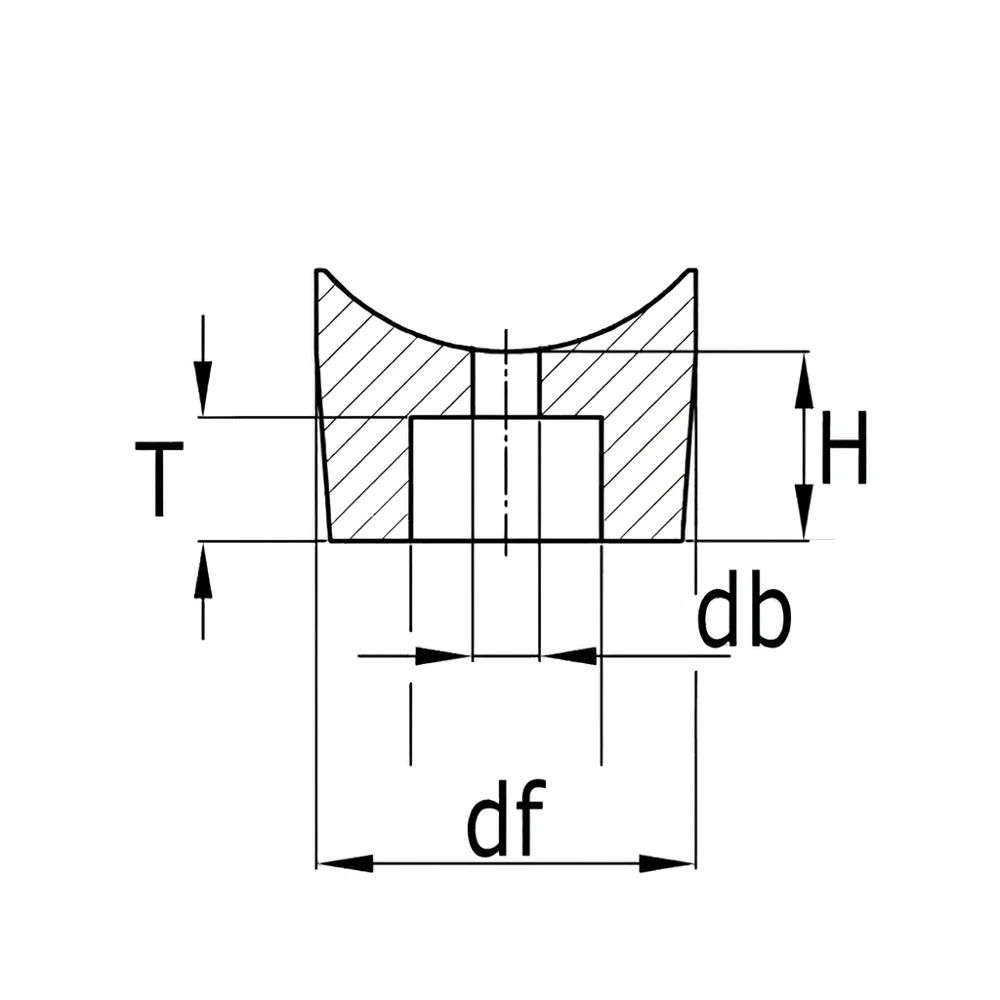 Plano acotado Deslizador redondo para tubo PVC - Ø21mm - orificio para tornillo Ø6.0mm - Gris