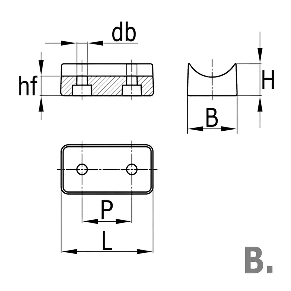 Dibujo técnico: Taco rectangular con orificio