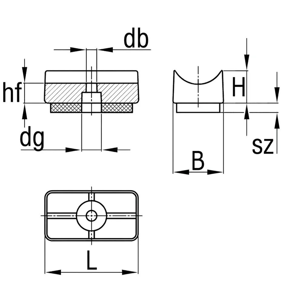 Dibujo técnico: Taco para tubo de sillas con orificio y fieltro