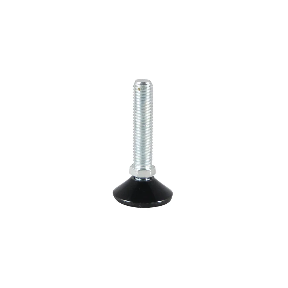 Pie nivelador redondo con articulación esférica Ø80 - M12x45 - inserto de goma - 2 agujeros Ø9mm - Negro imagen 3