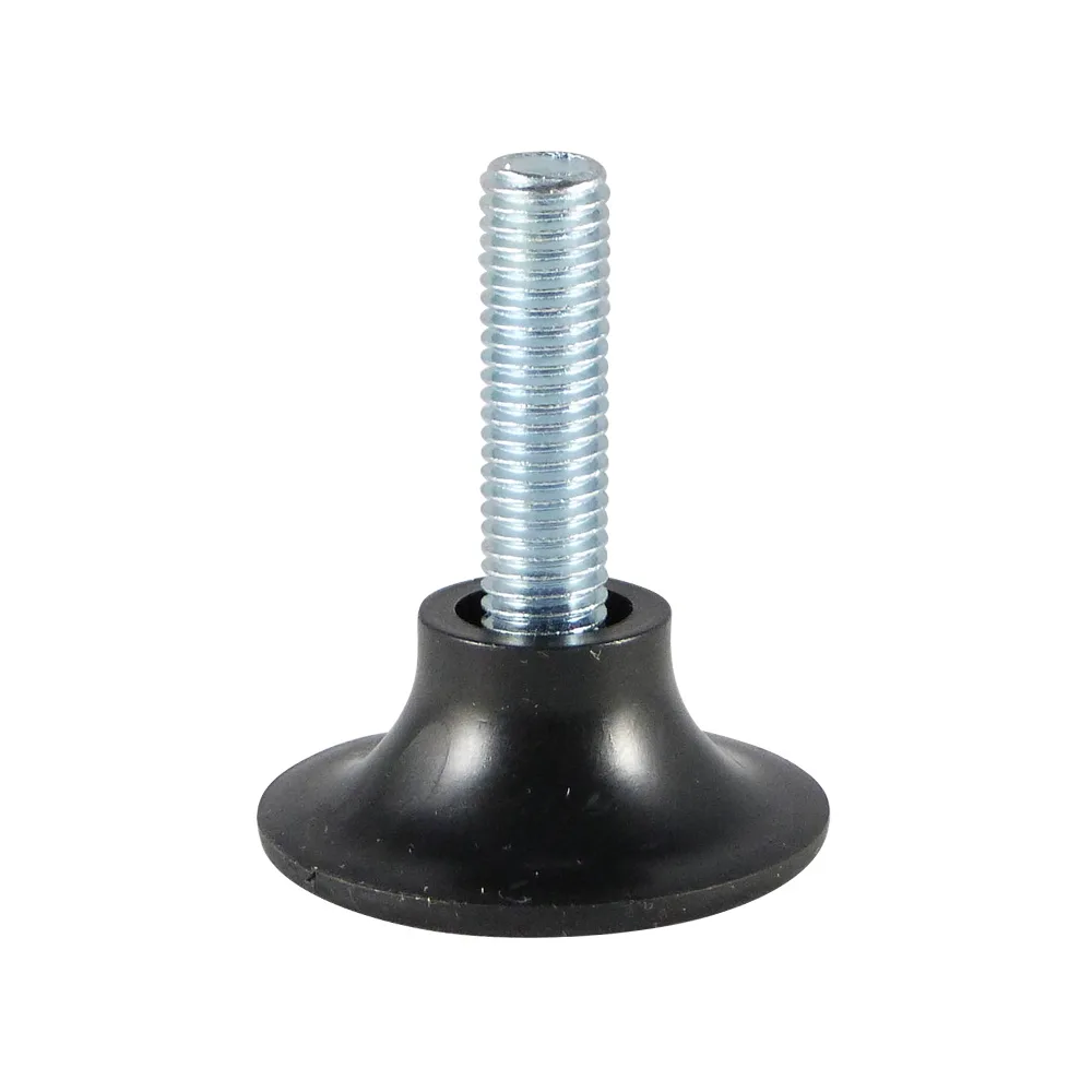 Pie nivelador redondo con perno metálico Ø45 - M10x50/35 - Negro
