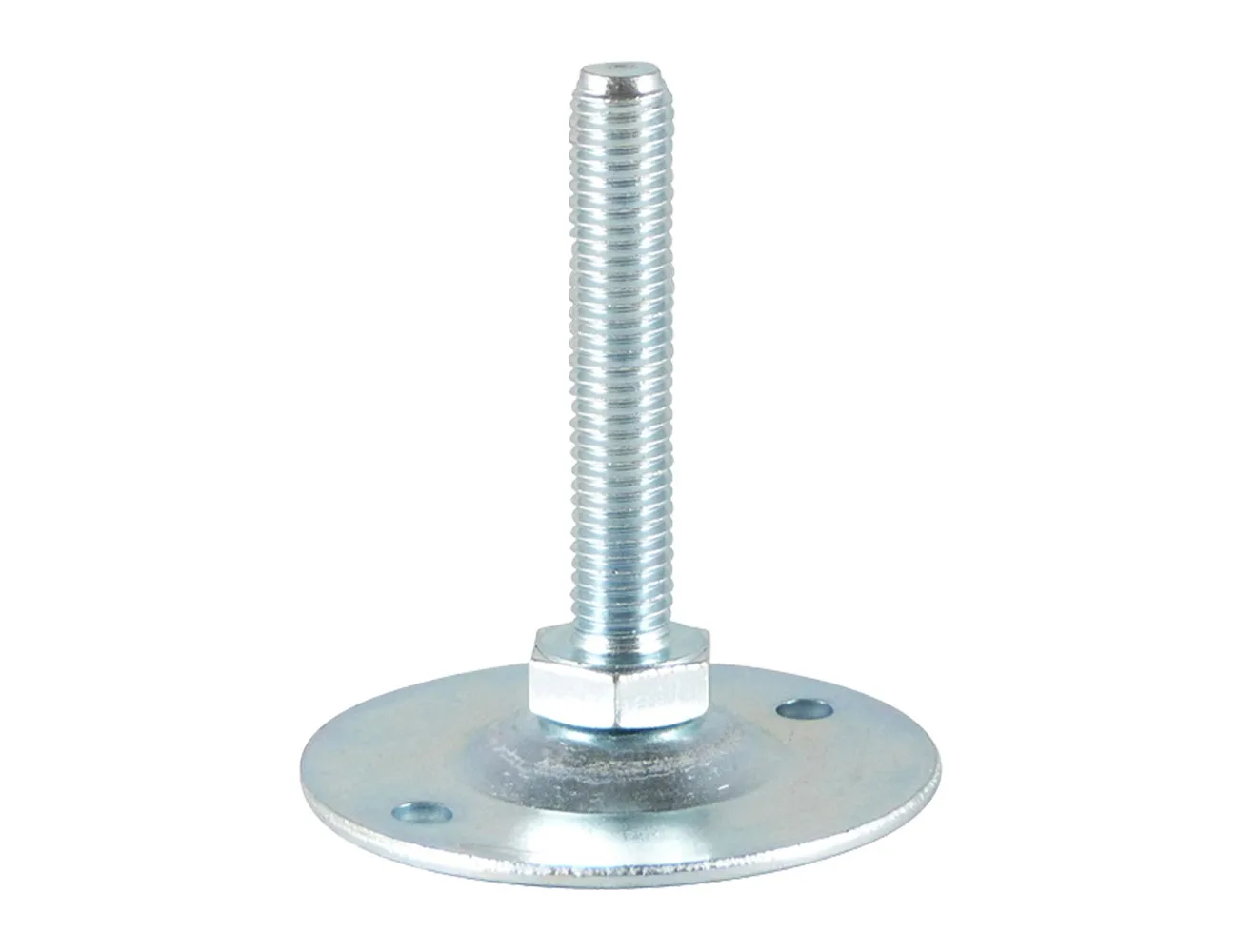 Pie nivelador con base giratoria de acero galvanizado - con orificios de fijación – Pies niveladores - acero