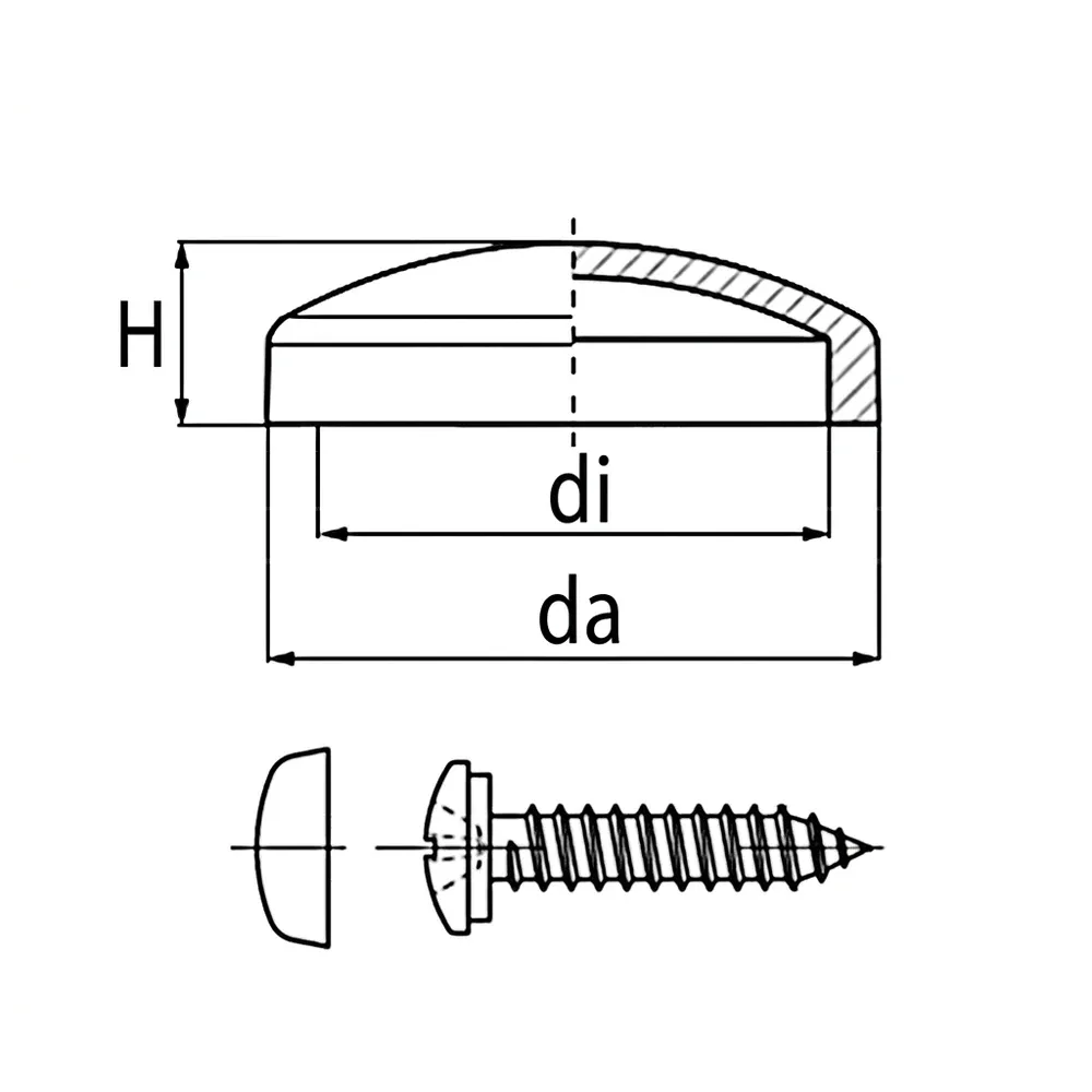 Dibujo técnico: Tapón para tornillos de cabeza alomada