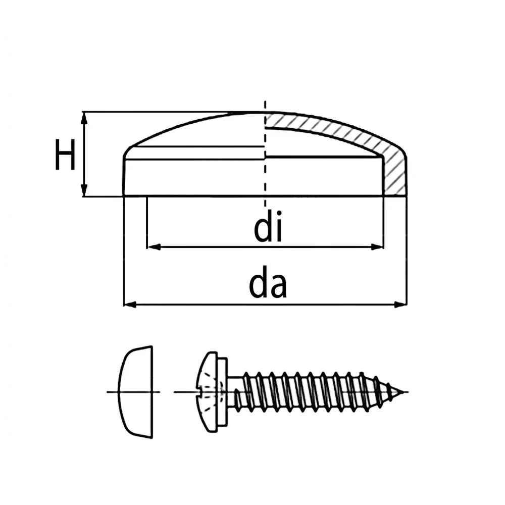 Plano acotado Tapón para tornillo PE-LD - Ø22.0-25.0mm - H=10.0mm - Blanco puro