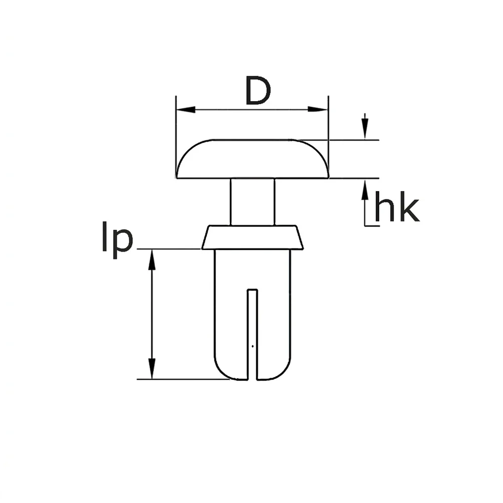 Plano de dimensiones Remache rápido redondo a presión - PA 6.6