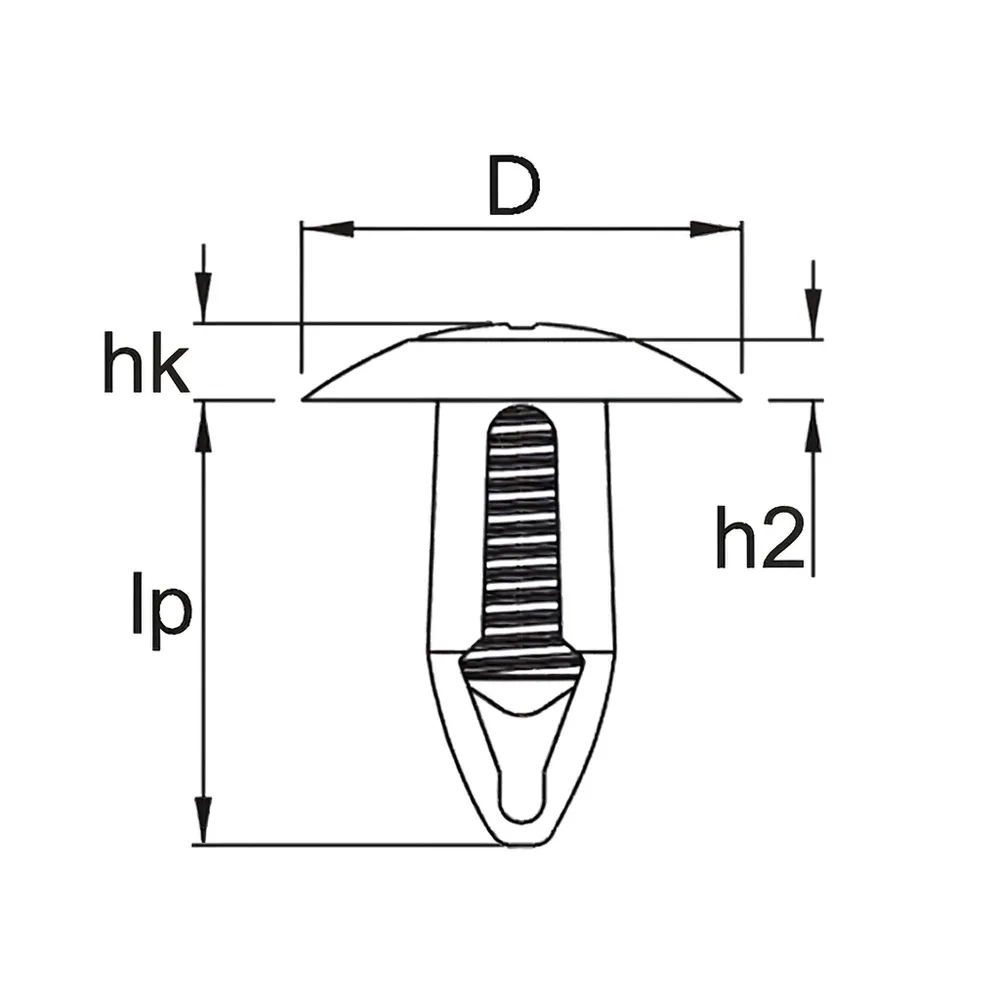Dibujo técnico: Clip tornillo remache - PA 6.6