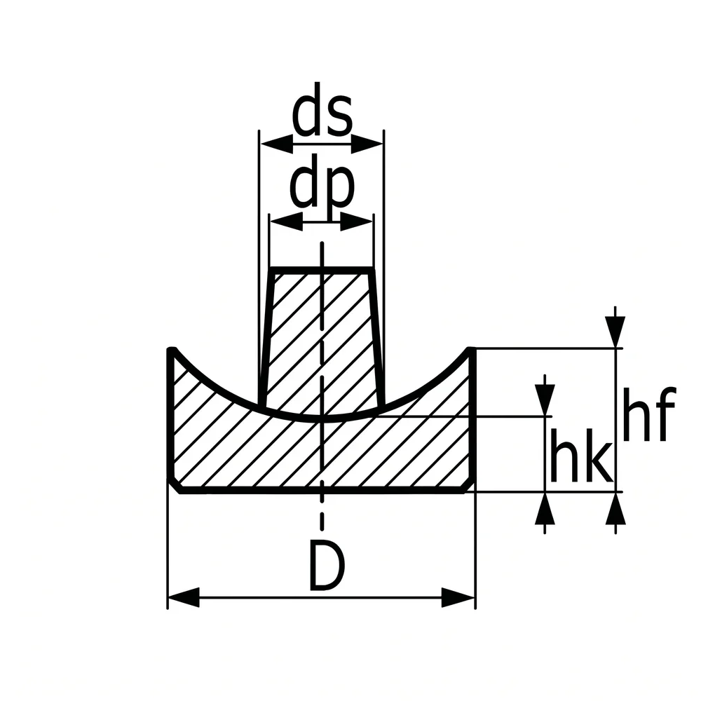 Plano de dimensiones Tope de apilamiento hueco con espiga