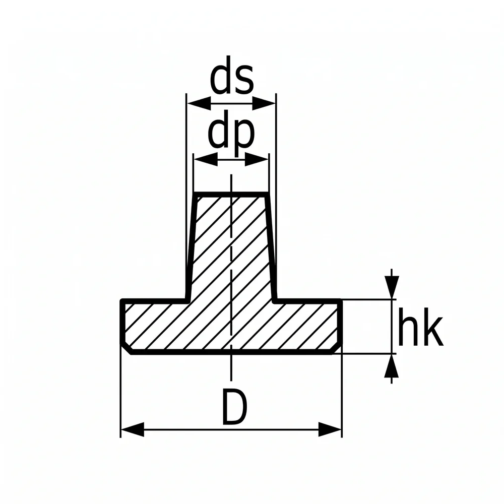 Dibujo técnico: Tope de apilamiento plano con espiga
