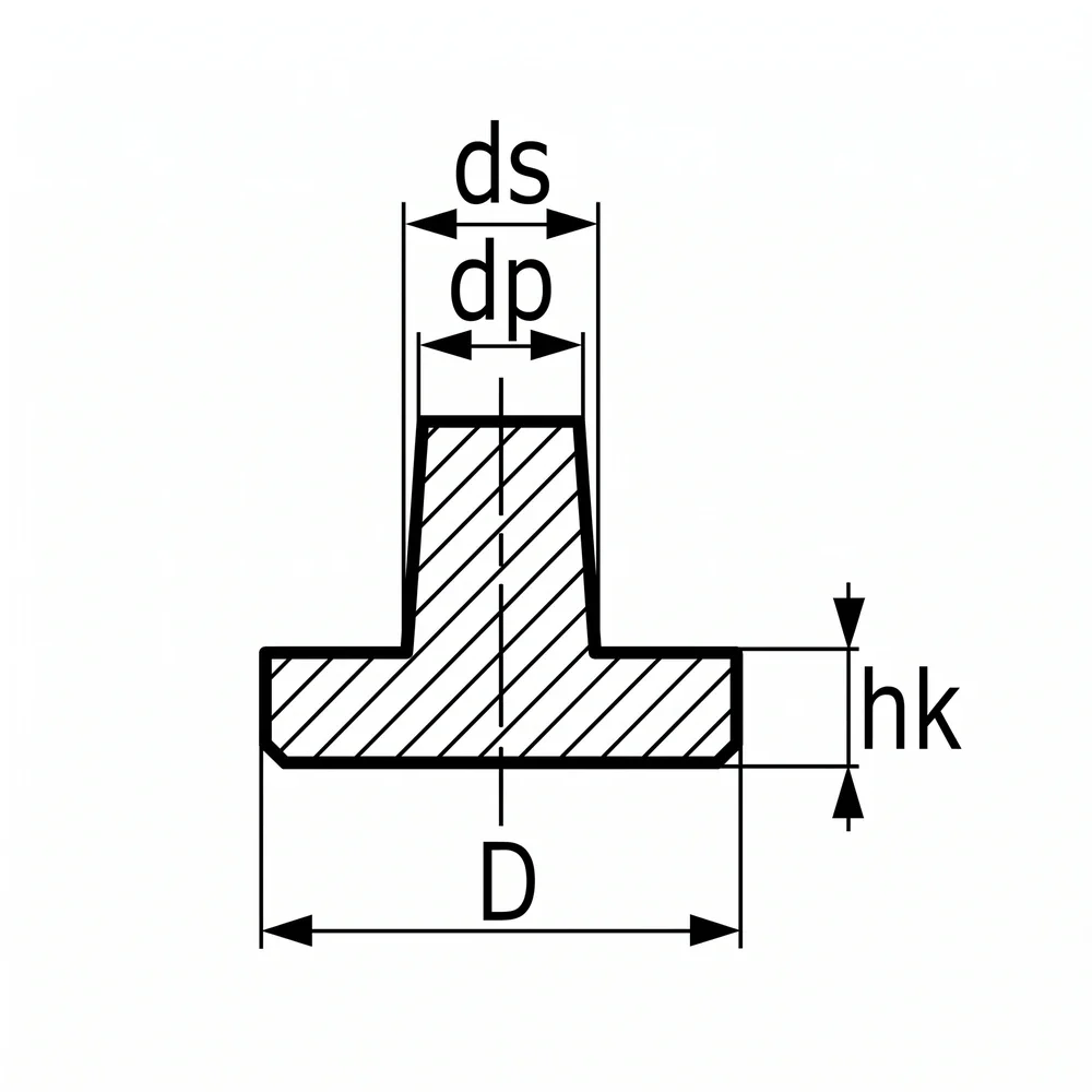 Plano de dimensiones Tope de apilamiento plano con espiga