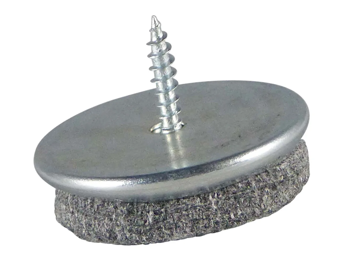 Tope deslizante con tornillo en chapa metálica y fieltro - redondo – Topes para muebles con deslizador de fieltro
