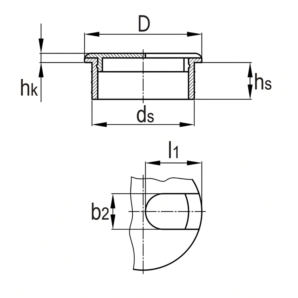 Dibujo técnico: Pasacables ABS - 2 piezas - redondo
