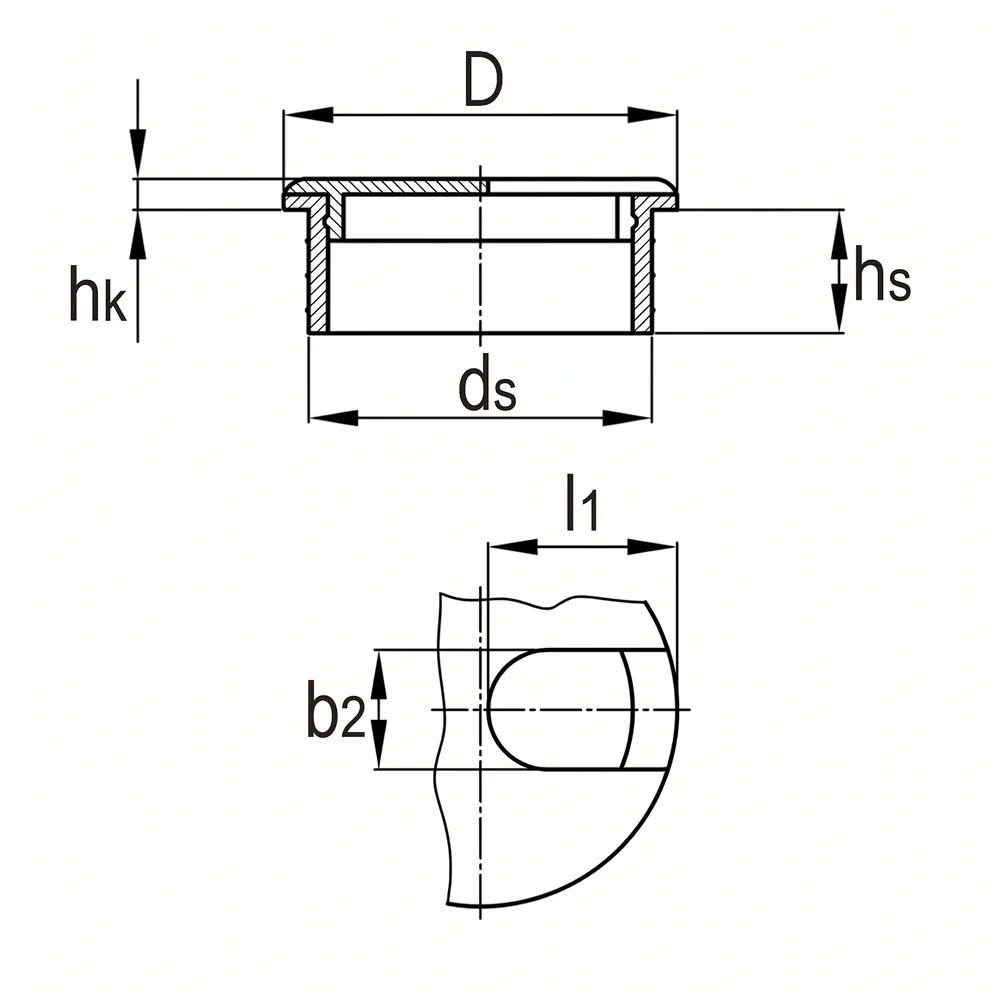Plano de dimensiones Pasacables ABS - 2 piezas - redondo