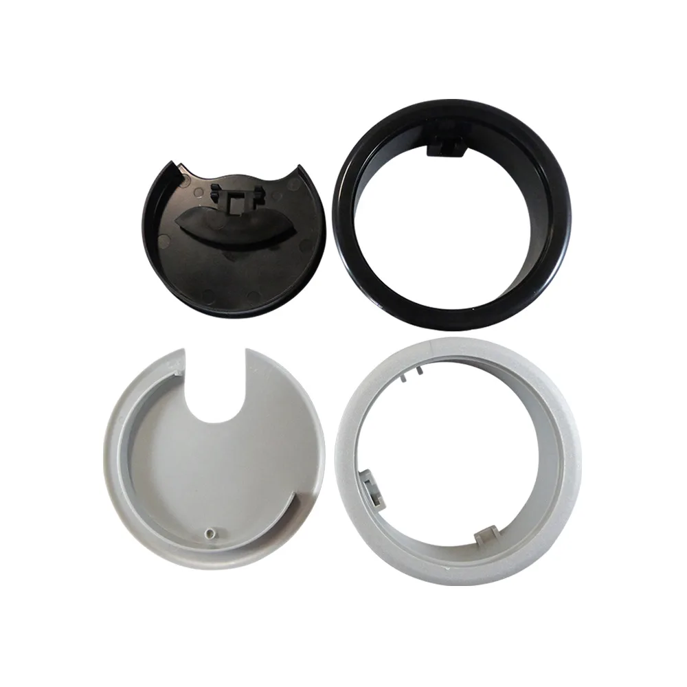 Pasacables redondo con tapa Ø60mm ABS - 3 piezas - redondo Ø70mm - Aluminio blanco imagen 2