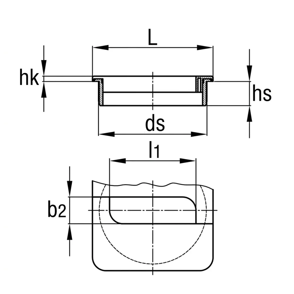 Dibujo técnico: Pasacables cuadrado de ABS – 3 piezas