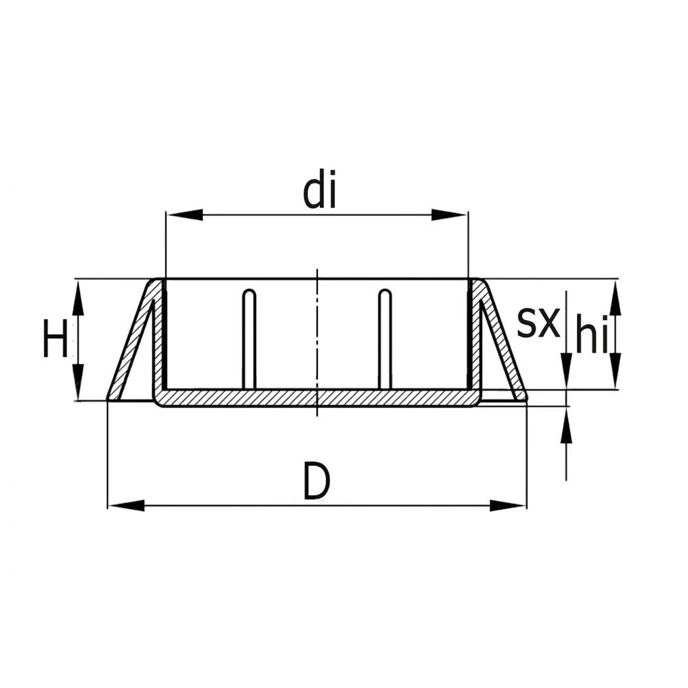 Plano de dimensiones Contera deslizadora para tubo redondo Ø60mm