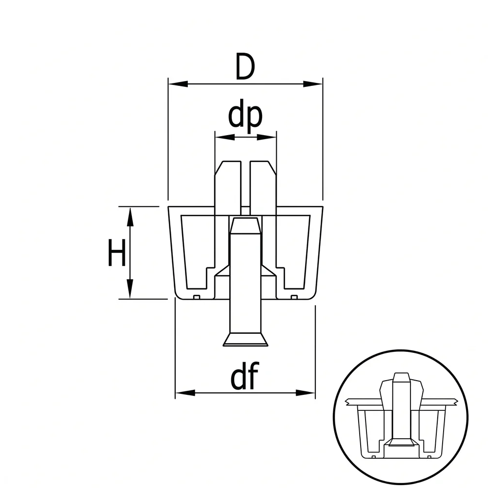 Dibujo técnico: Pie con espiga de expansión