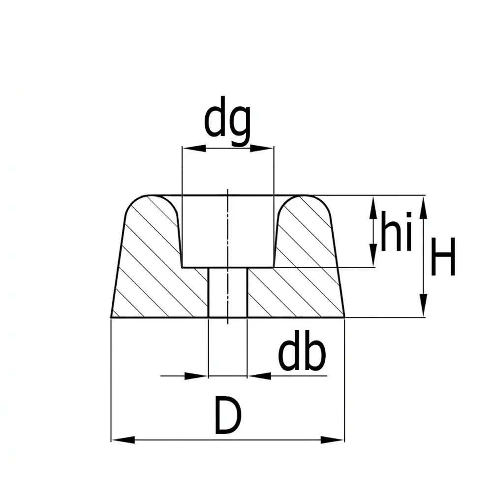 Dibujo técnico: Tope de puerta amortiguador PVC