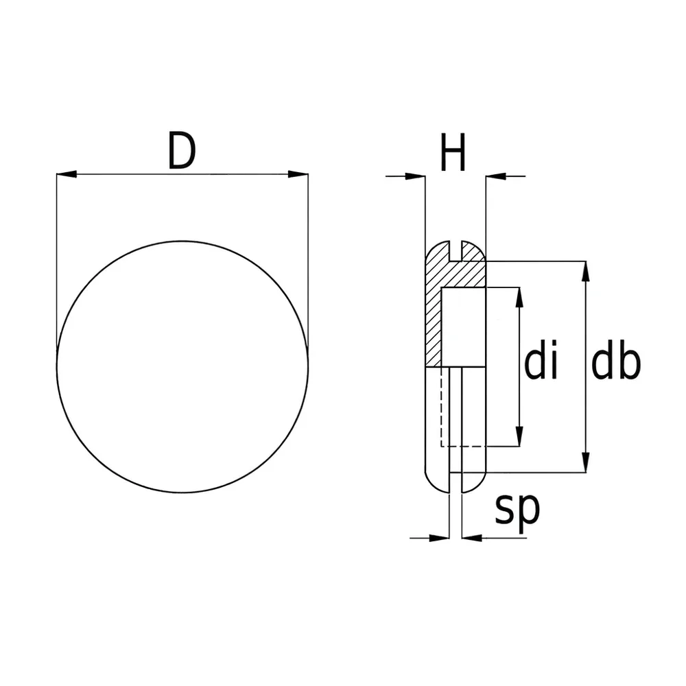 Dibujo técnico: Pasacables redondo - cerrado