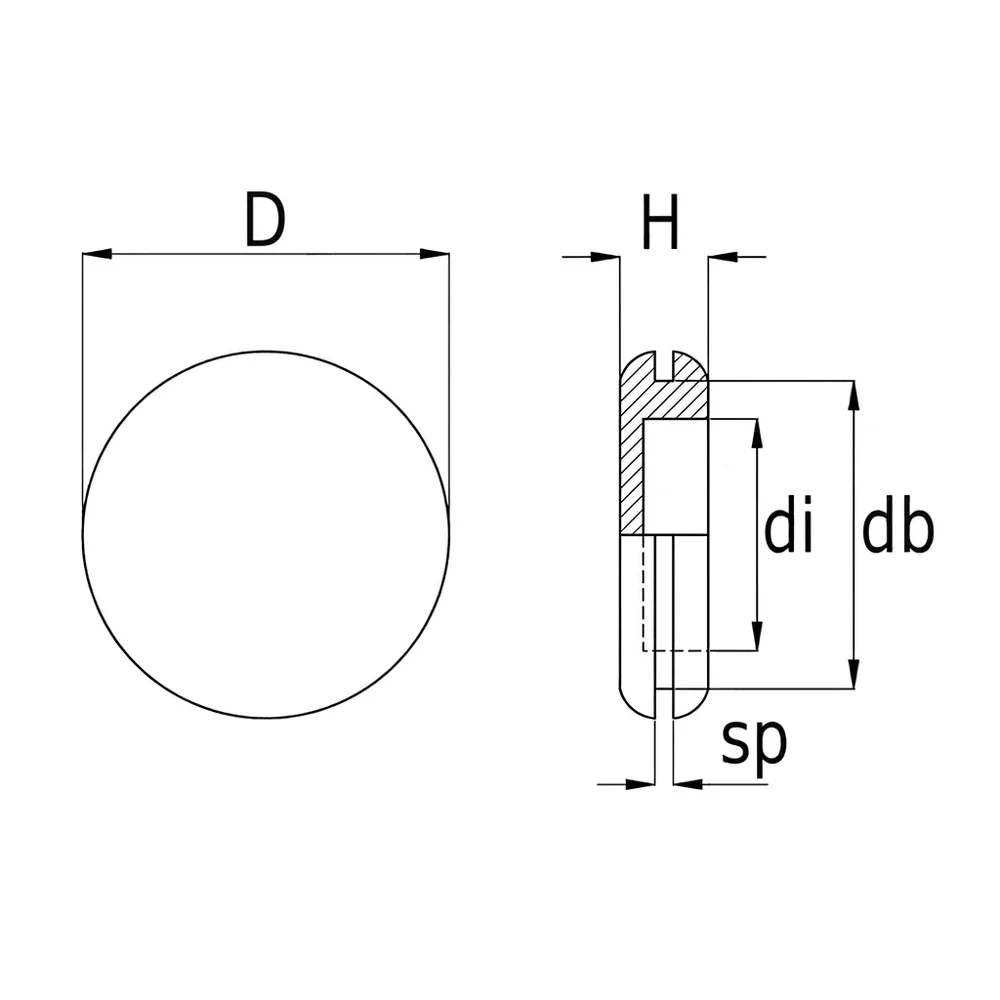 Plano de dimensiones Pasacables redondo - cerrado