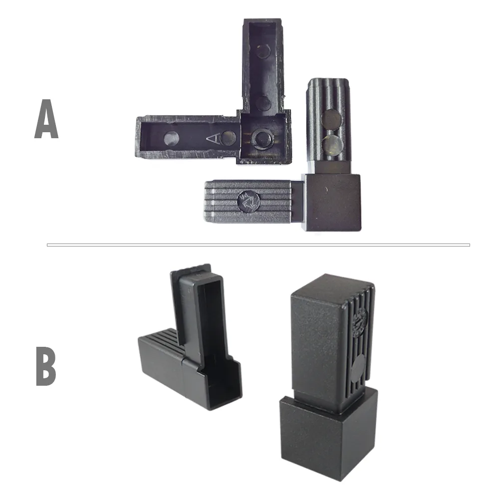 Conector para tubo cuadrado PA 20 x 20 x 1.5 - 1.5mm - de 2 piezas - 1D2 - Negro imagen 5