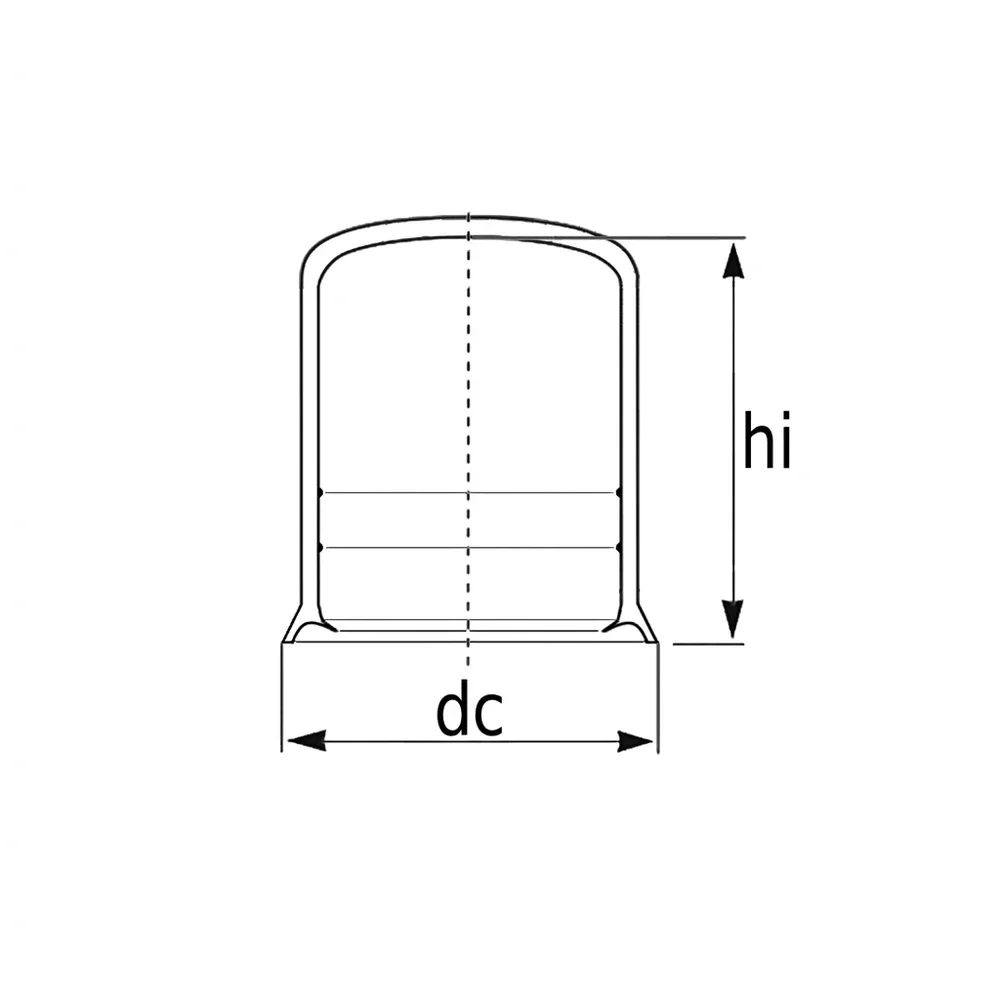 Plano de dimensiones Tapón para tornillo y tuerca hexagonal - modelo alto