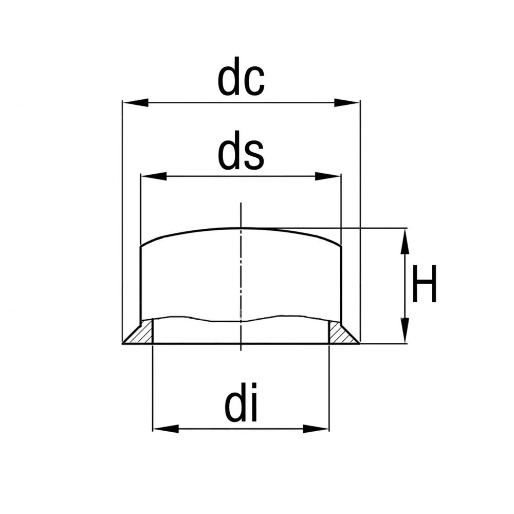 Plano acotado Tapón para tuerca PE-LD M6 - SW 10 - modelo bajo - Blanco