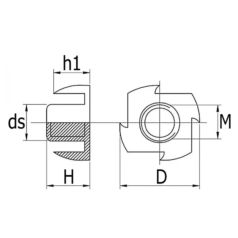 Dibujo técnico: Tuerca en T galvanizada