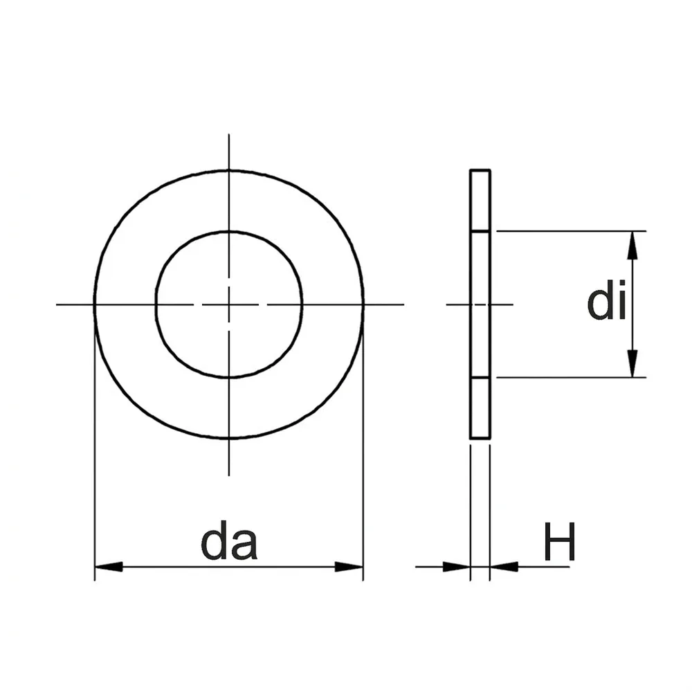 Dibujo técnico: Arandela plana - DIN125A y DIN126
