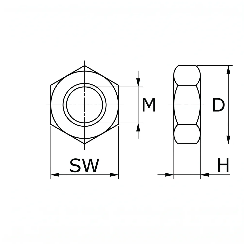 Dibujo técnico: Tuerca hexagonal - DIN 934