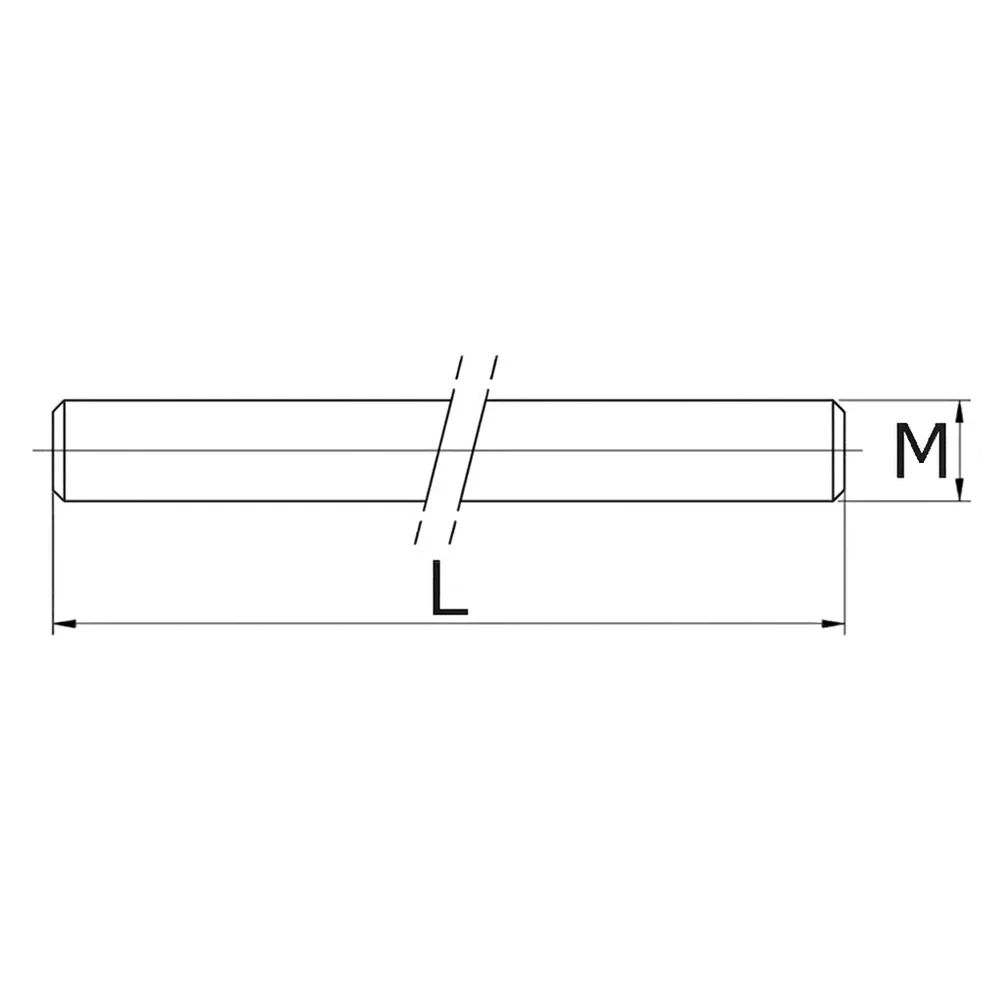 Plano acotado Espárrago roscado - DIN 975/976 - M22x1000mm - Zinc - St 4.8 - Acero 4.8