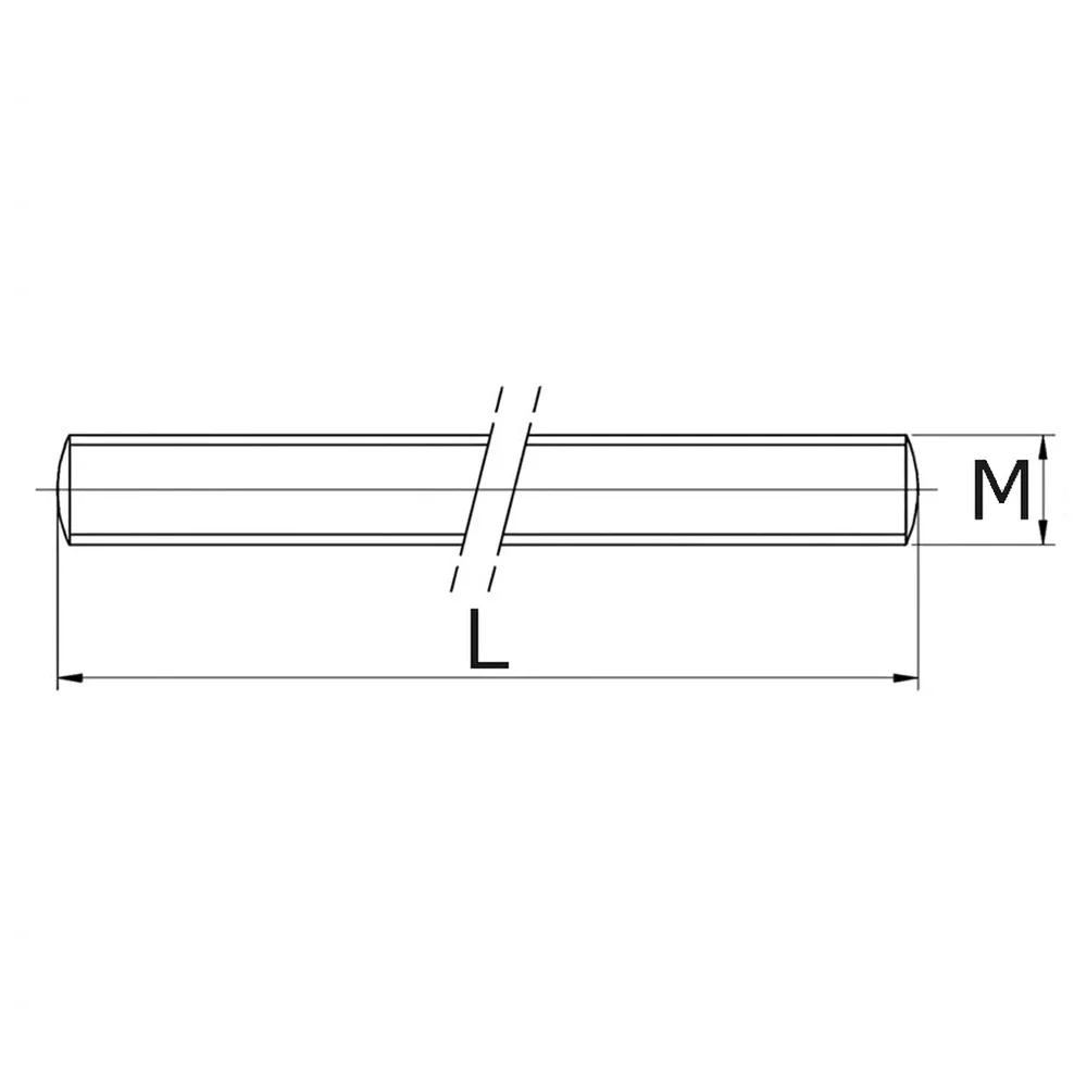 Plano de dimensiones Espárrago roscado 8.8 galvanizada - DIN 975/976