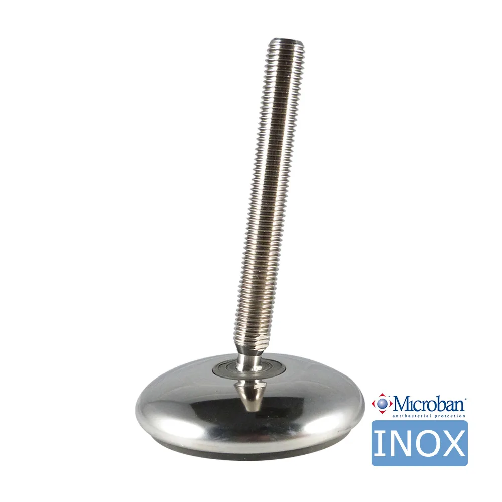 Pie nivelador redondo higiénico Ø80 - M20x84 - Acero inoxidable
