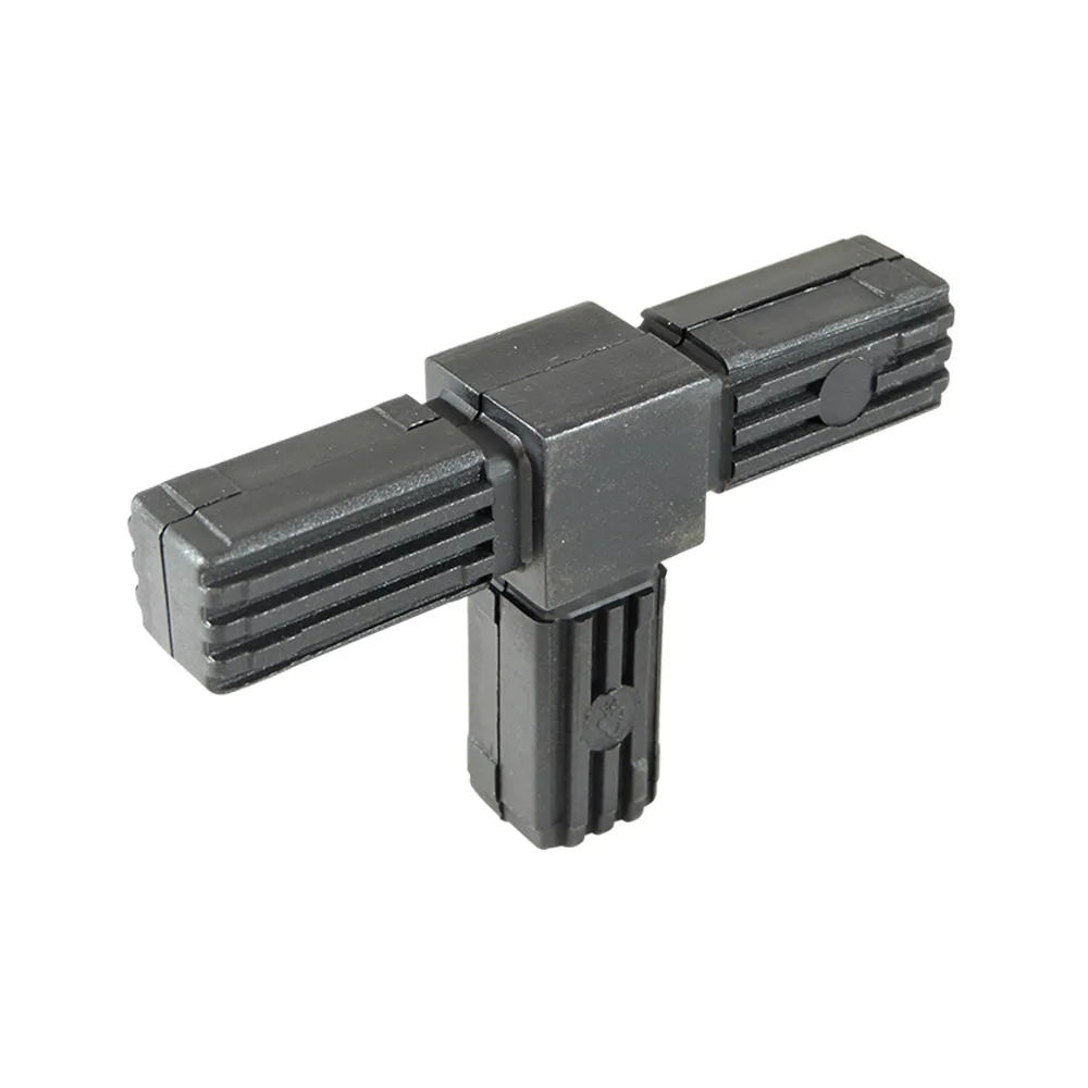 Conector para tubo cuadrado PA 20 x 20 x 1.5mm - 1.5mm - de dos piezas - con núcleo de acero - 2D3 - Negro