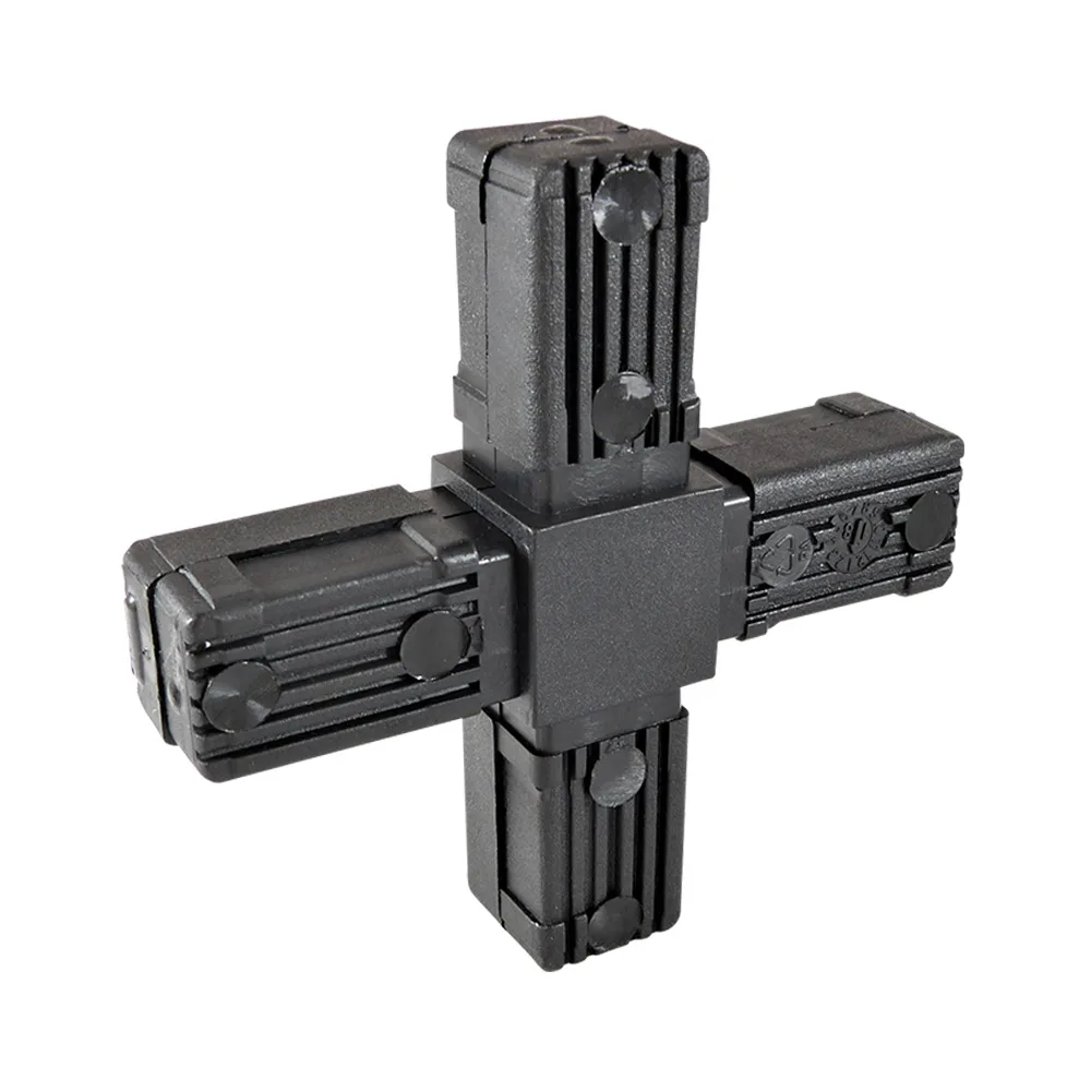 Conector para tubo cuadrado PA 20 x 20 x 1.5mm - 1.5mm - de dos piezas - con núcleo de acero - 2D4 - Negro