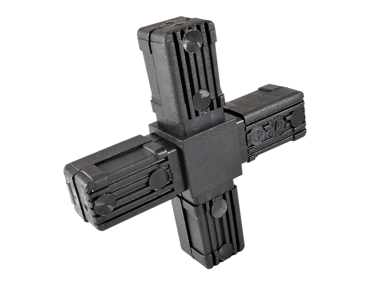 Conector para tubo, diseño de dos piezas 2D4 – En cruz – Conectores cuadrados para tubos