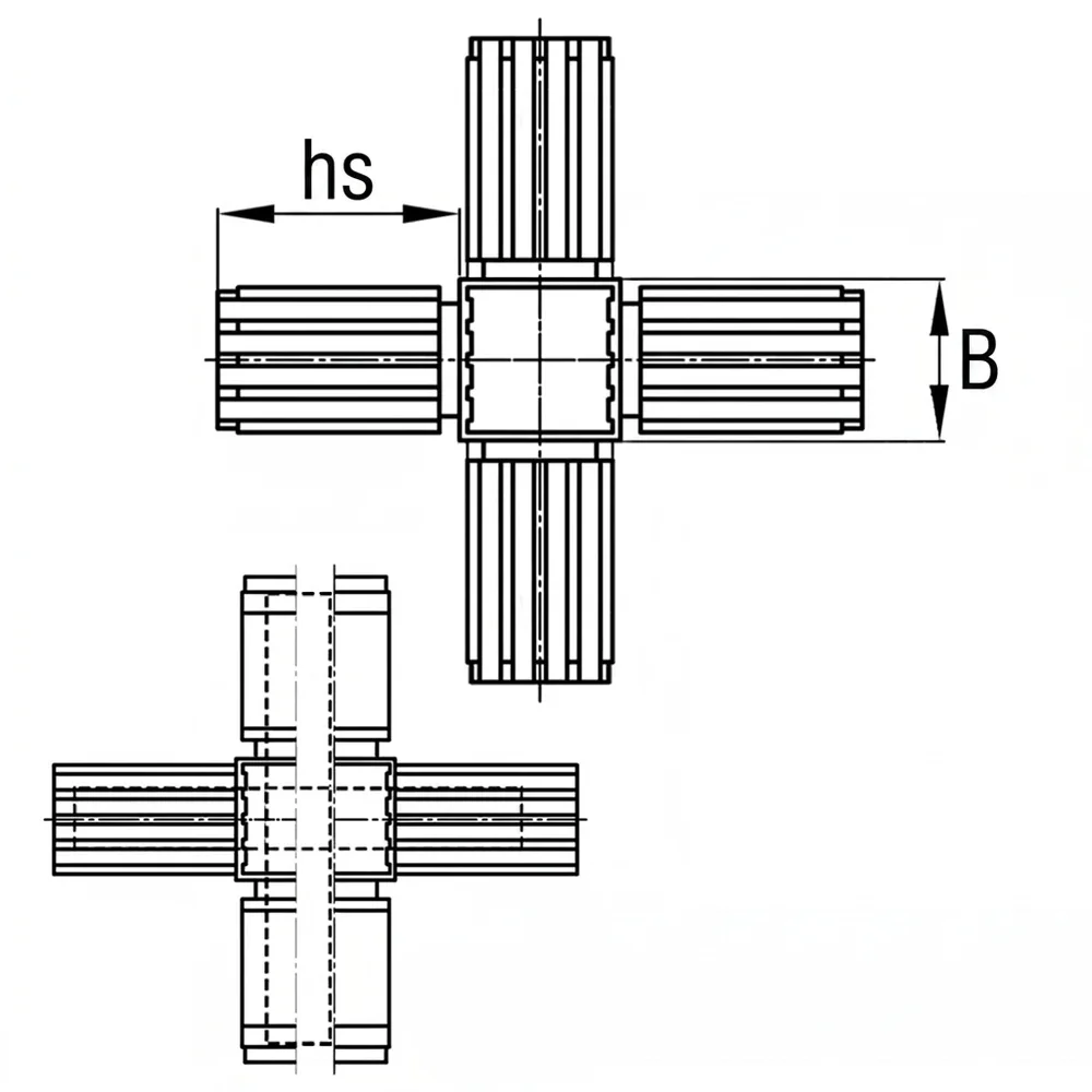 Plano acotado Conector para tubo cuadrado PA 30 x 30 x 2.0mm - de dos piezas - 2.0mm - 3D6 - Negro