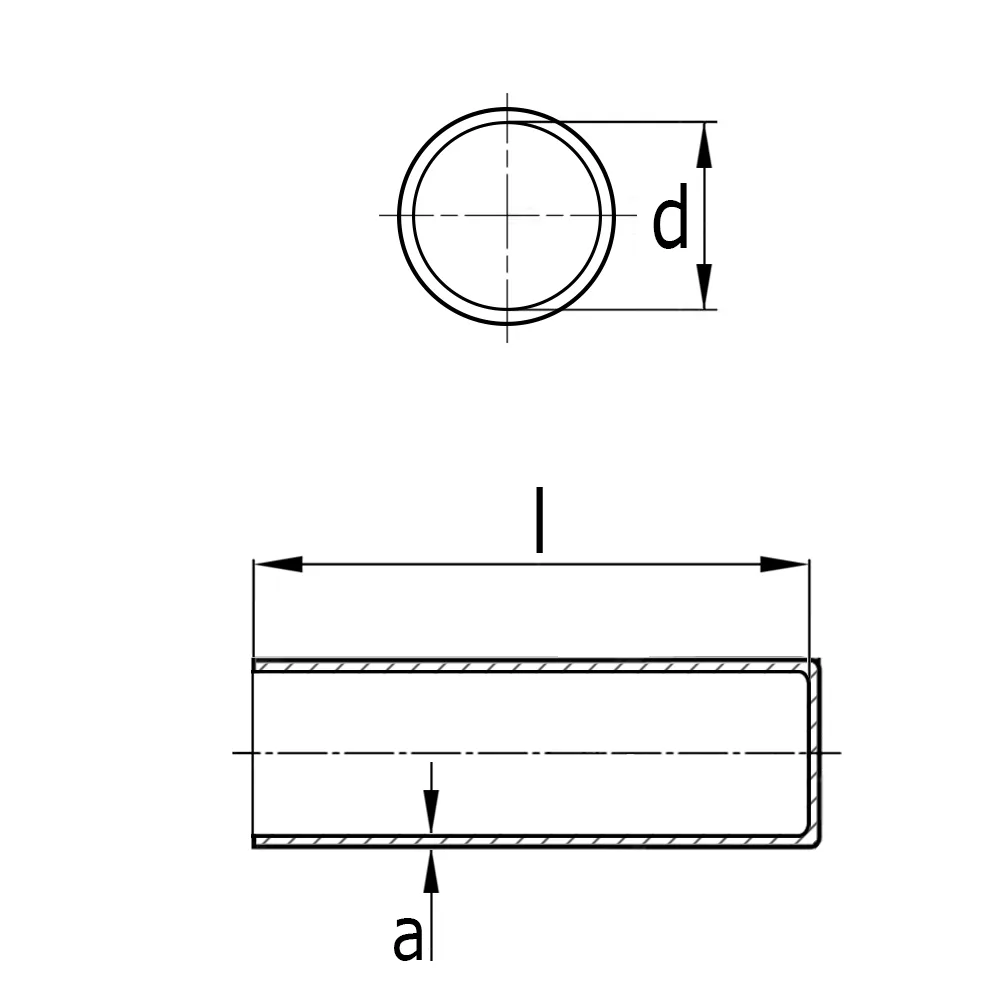 Dibujo técnico: Mango cilíndrico de PVC – inmersión