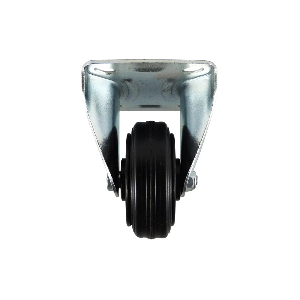 Rueda fija TPE Ø125mm - banda de rodadura azul Caucho / TPE - Cojinete de deslizamiento - Fijación de placa 105x80mm - St - Acero imagen 3