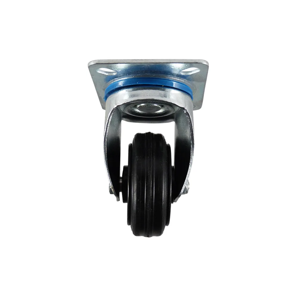 Rueda giratoria PP Ø180mm - banda de rodadura azul Caucho / TPE - Cojinete de deslizamiento - Fijación de placa 135x105mm - St - Acero imagen 4